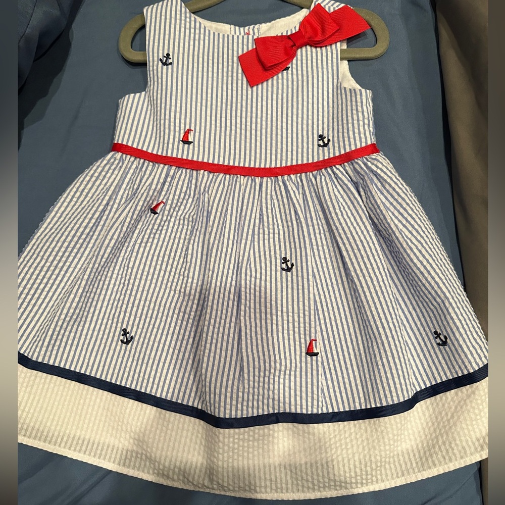 Rare Editions size 2t beautiful seersucker nautical dress, perfect condition!!